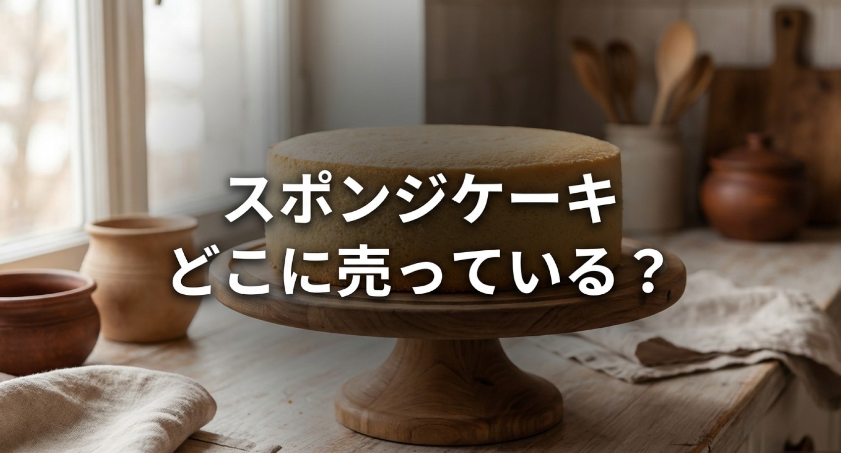 スポンジケーキはどこに売っているか、市販や通販の販売店と代用品をまとめた表紙スライド