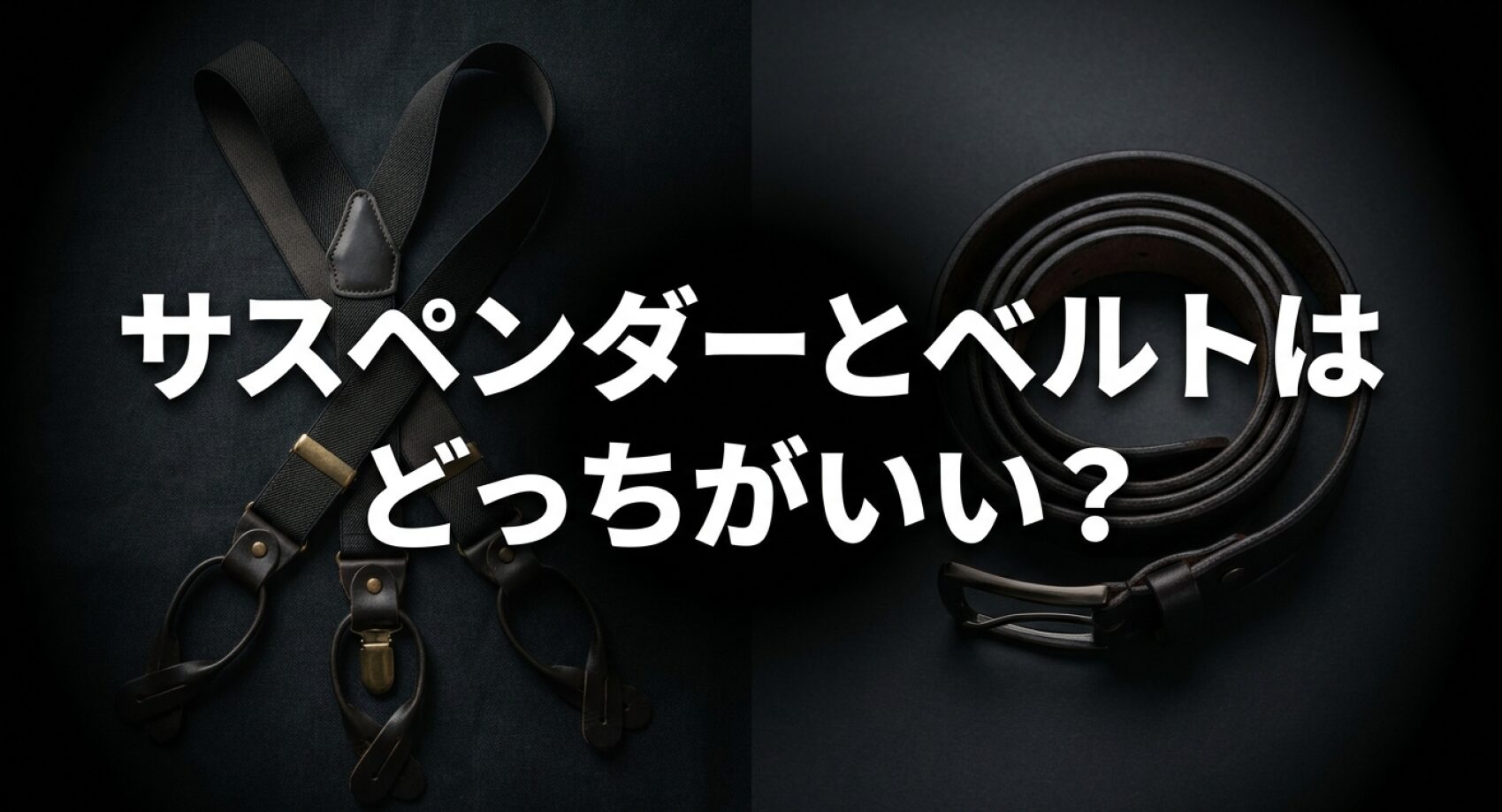サスペンダーとベルトはどっちがいいか、違いや選び方についてのアイキャッチ画像